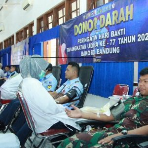 Jelang Peringatan ke-77 Hari Bakti TNI Angkatan Udara, Personel Lanud Husein Sastranegara Gelar Donor Darah