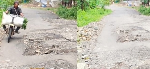 Terkesan dibiarkan, Kondisi Jalan Raya Cirinten Bojong Manik makin parah