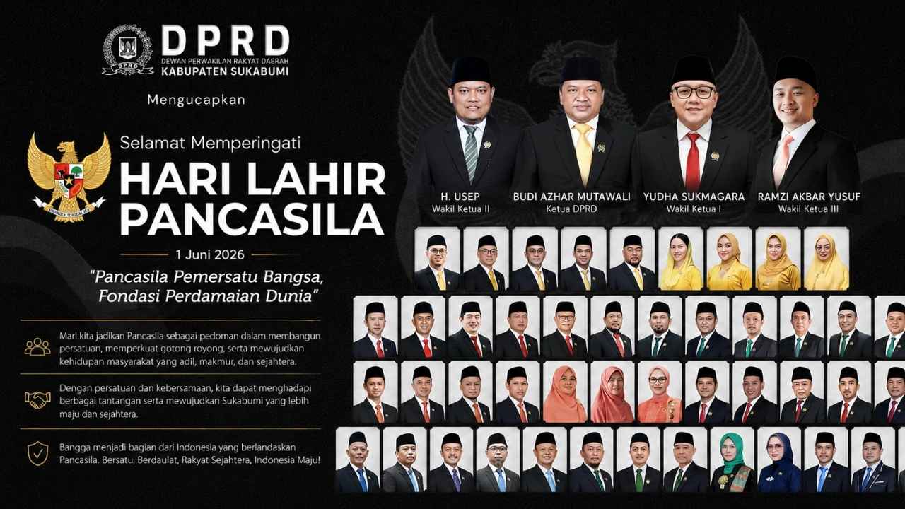 Ketua DPRD Kabupaten Sukabumi Budi Azhar Mutawali mengucapkan Selamat Hari Lahir Pancasila 2026.